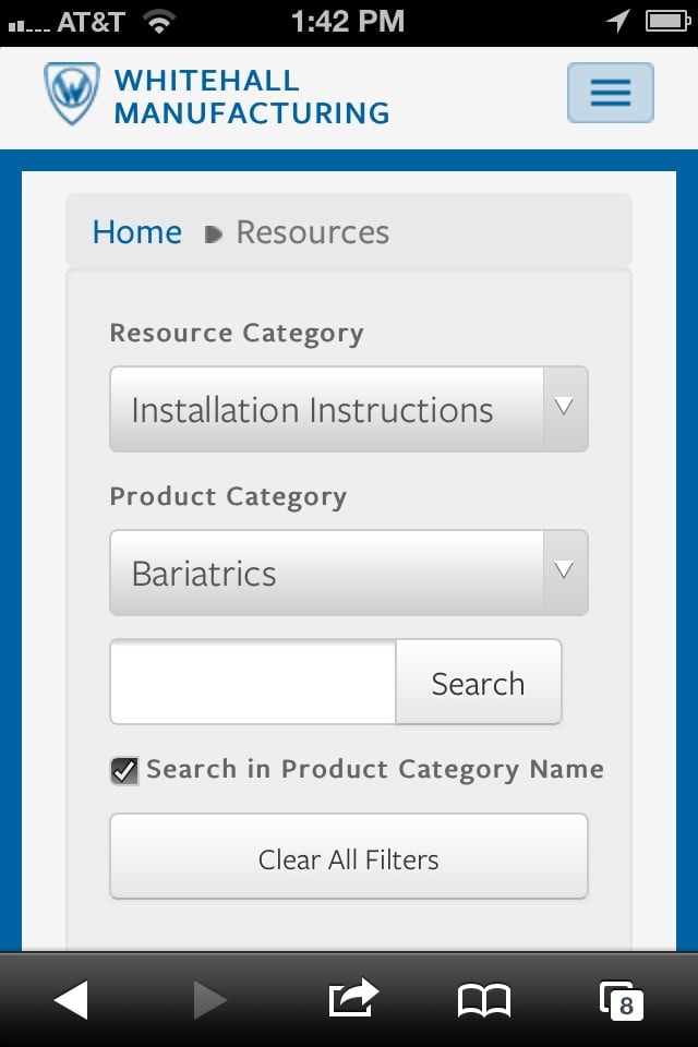 Whitehall Mfg iPhone Screen Shot