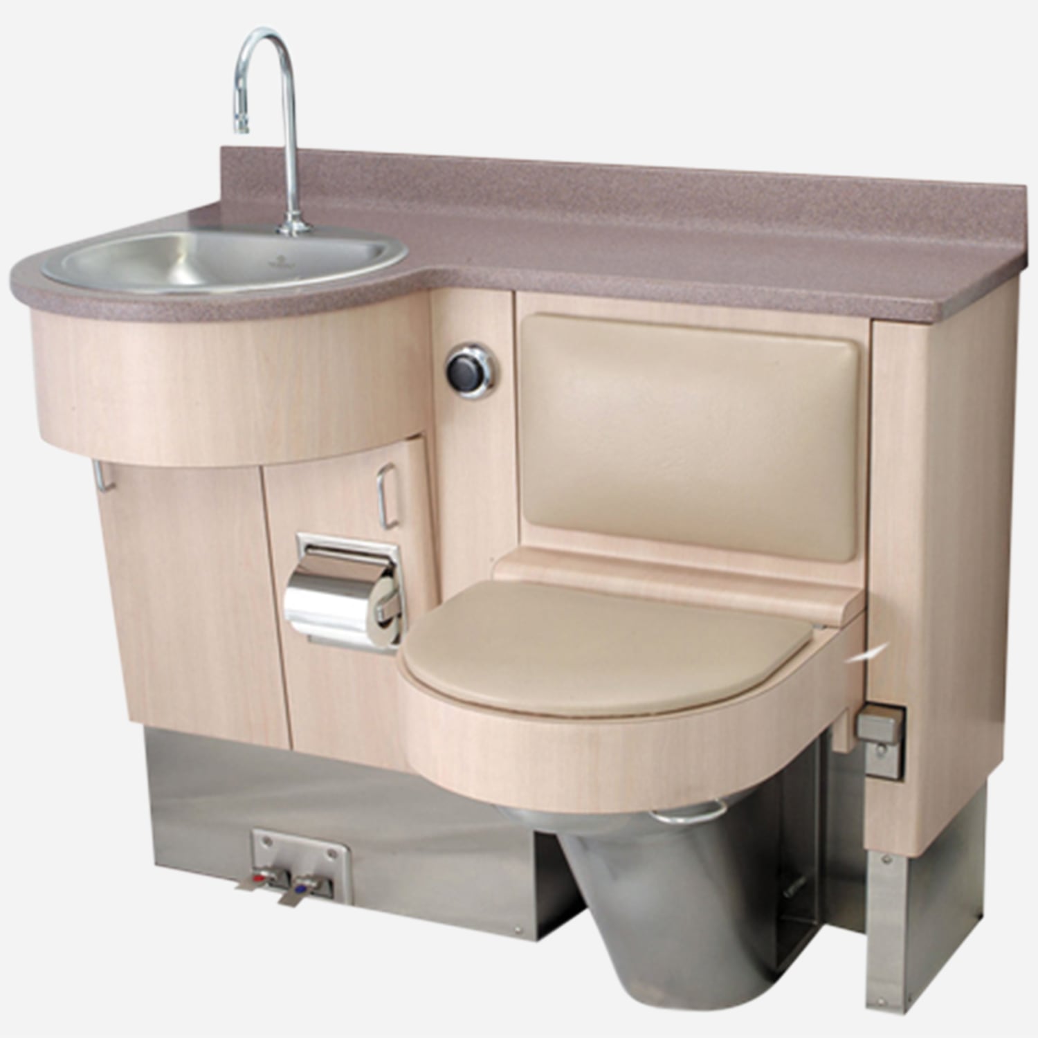 47" Wide Stainless Steel Frame Fixed Toilet with Bed Side Seat
